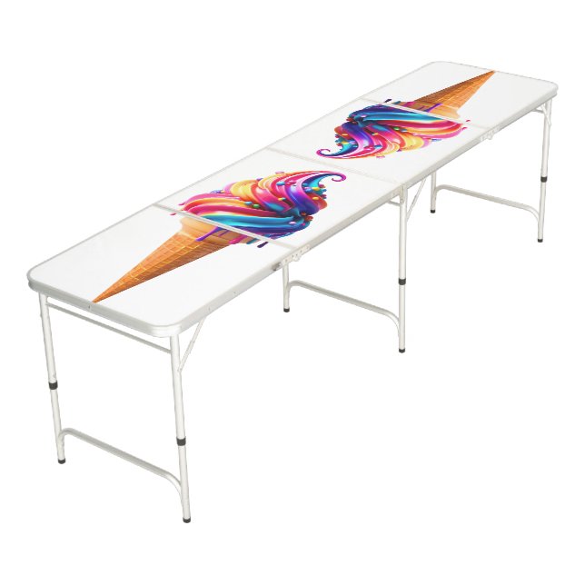 SlipperyJoe's vibrant ice cream cone food classic  Beer Pong Table (Angled)