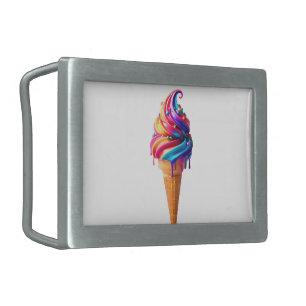 SlipperyJoe's vibrant ice cream cone food classic Belt Buckle