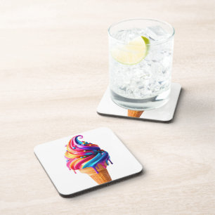 SlipperyJoe's vibrant ice cream cone food classic  Beverage Coaster