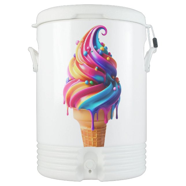 SlipperyJoe's vibrant ice cream cone food classic  Beverage Cooler (Front)