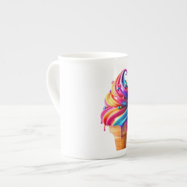 SlipperyJoe's vibrant ice cream cone food classic  Bone China Mug (Front Left)