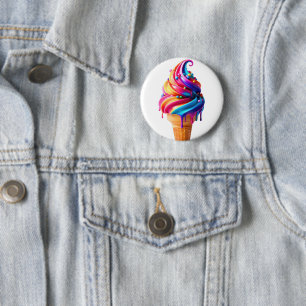 SlipperyJoe's vibrant ice cream cone food classic  Button