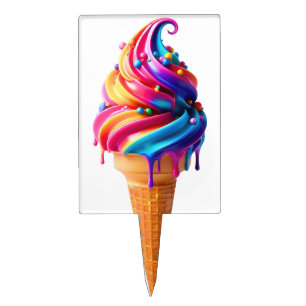 SlipperyJoe's vibrant ice cream cone food classic  Cake Topper