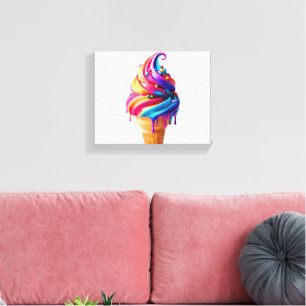 SlipperyJoe's vibrant ice cream cone food classic Canvas Print