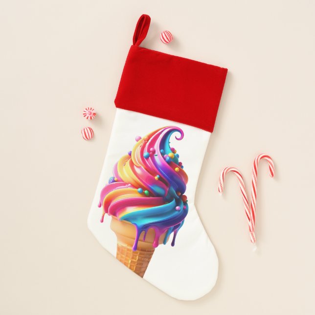 SlipperyJoe's vibrant ice cream cone food classic  Christmas Stocking (Front)
