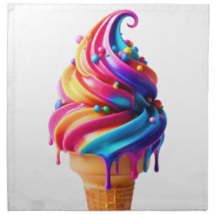 SlipperyJoe's vibrant ice cream cone food classic Cloth Napkin