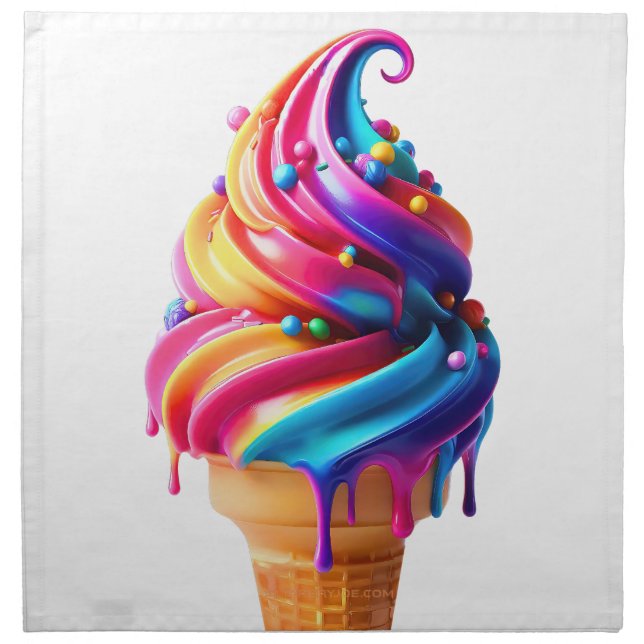 SlipperyJoe's vibrant ice cream cone food classic  Cloth Napkin (Front)