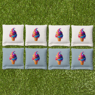 SlipperyJoe's vibrant ice cream cone food classic  Cornhole Bags