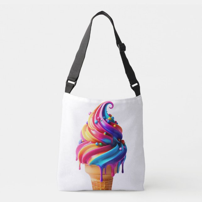 SlipperyJoe's vibrant ice cream cone food classic  Crossbody Bag (Front)