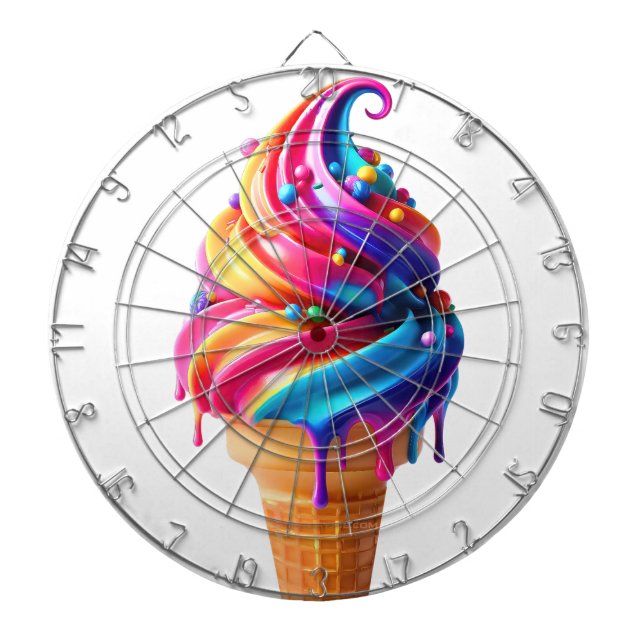 SlipperyJoe's vibrant ice cream cone food classic  Dart Board (Front)