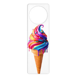 SlipperyJoe's vibrant ice cream cone food classic Door Hanger
