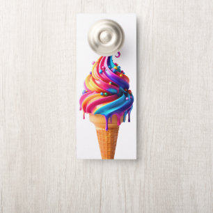 SlipperyJoe's vibrant ice cream cone food classic Door Hanger