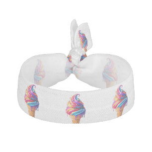 SlipperyJoe's vibrant ice cream cone food classic  Elastic Hair Tie