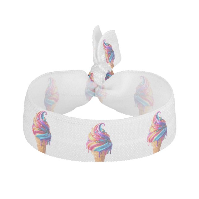 SlipperyJoe's vibrant ice cream cone food classic  Elastic Hair Tie (Front)