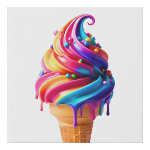 SlipperyJoe's vibrant ice cream cone food classic Faux Canvas Print