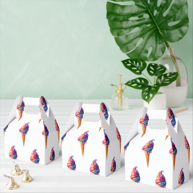 SlipperyJoe's vibrant ice cream cone food classic  Favor Boxes (Multiple)