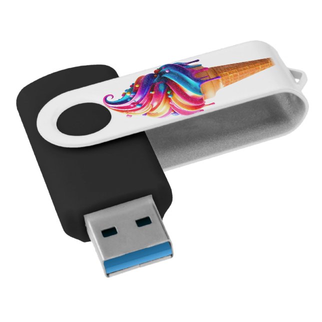 SlipperyJoe's vibrant ice cream cone food classic  Flash Drive (Angled)
