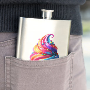 SlipperyJoe's vibrant ice cream cone food classic Flask