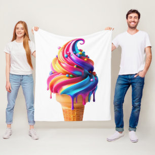 SlipperyJoe's vibrant ice cream cone food classic Fleece Blanket