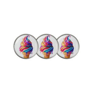 SlipperyJoe's vibrant ice cream cone food classic Golf Ball Marker