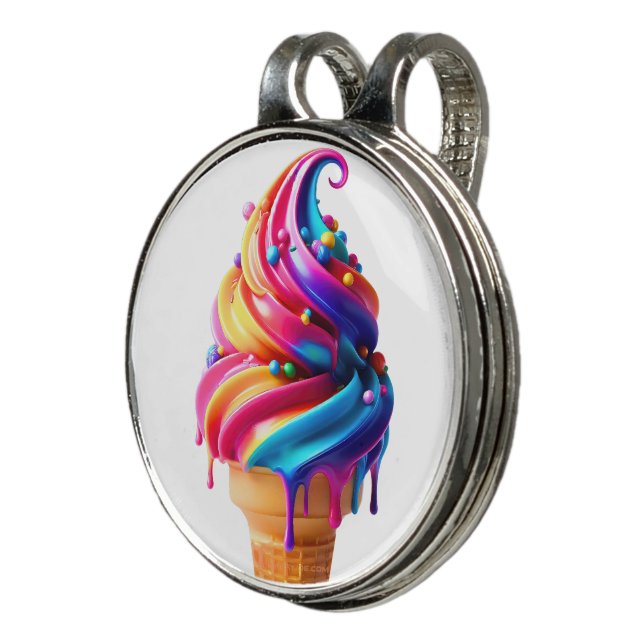 SlipperyJoe's vibrant ice cream cone food classic  Golf Hat Clip (3/4)