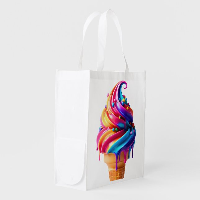 SlipperyJoe's vibrant ice cream cone food classic  Grocery Bag (Front Side)