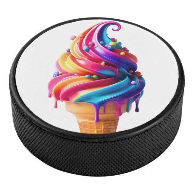 SlipperyJoe's vibrant ice cream cone food classic  Hockey Puck (3/4)
