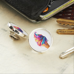 SlipperyJoe's vibrant ice cream cone food classic  Lapel Pin