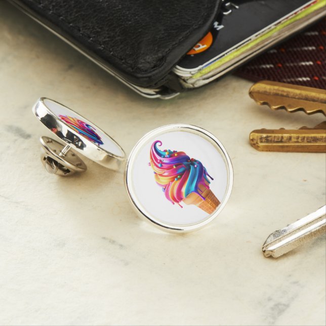 SlipperyJoe's vibrant ice cream cone food classic  Lapel Pin (In Situ)