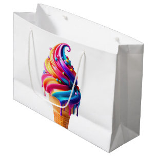SlipperyJoe's vibrant ice cream cone food classic Large Gift Bag
