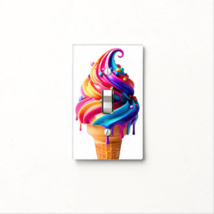 SlipperyJoe's vibrant ice cream cone food classic Light Switch Cover