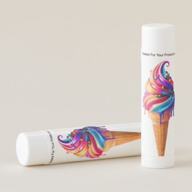 SlipperyJoe's vibrant ice cream cone food classic  Lip Balm (Front)