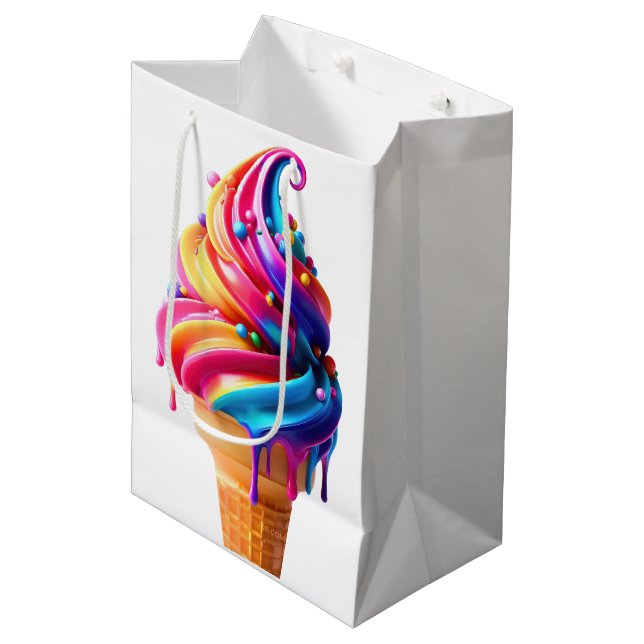 SlipperyJoe's vibrant ice cream cone food classic  Medium Gift Bag (Front Angled)