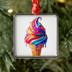 SlipperyJoe's vibrant ice cream cone food classic Metal Ornament