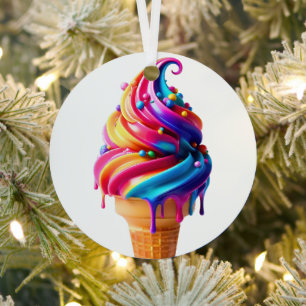SlipperyJoe's vibrant ice cream cone food classic  Metal Ornament