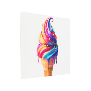SlipperyJoe's vibrant ice cream cone food classic Metal Print
