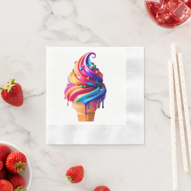 SlipperyJoe's vibrant ice cream cone food classic  Napkins (Insitu)