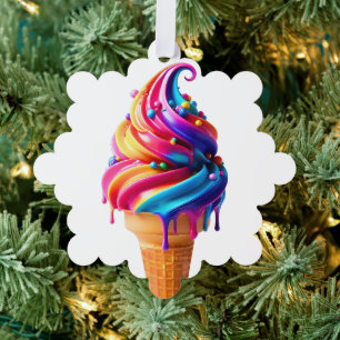 SlipperyJoe's vibrant ice cream cone food classic  Ornament Card