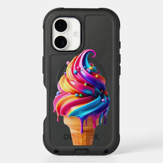 SlipperyJoe's vibrant ice cream cone food classic  Otterbox iPhone Case (Back)