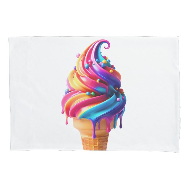 SlipperyJoe's vibrant ice cream cone food classic  Pillow Case (Front)