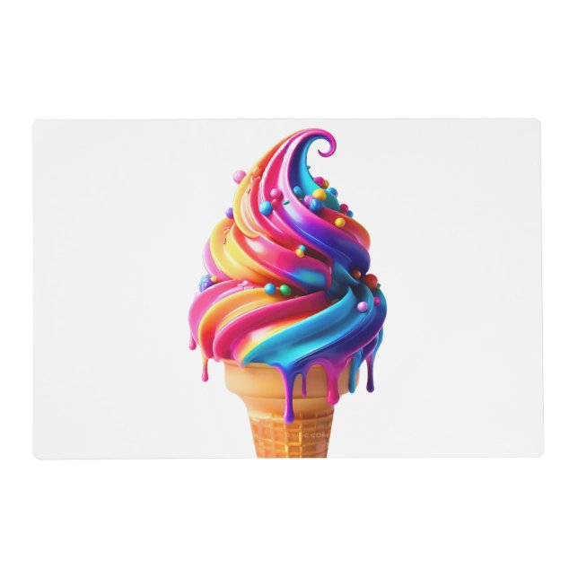 SlipperyJoe's vibrant ice cream cone food classic  Placemat (Front)