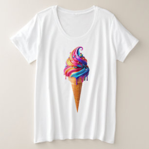 SlipperyJoe's vibrant ice cream cone food classic  Plus Size T-Shirt
