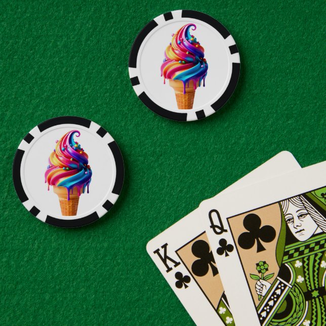SlipperyJoe's vibrant ice cream cone food classic  Poker Chips (Poker Table (Double))