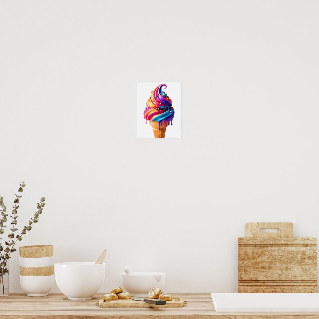 SlipperyJoe's vibrant ice cream cone food classic  Poster (Kitchen)