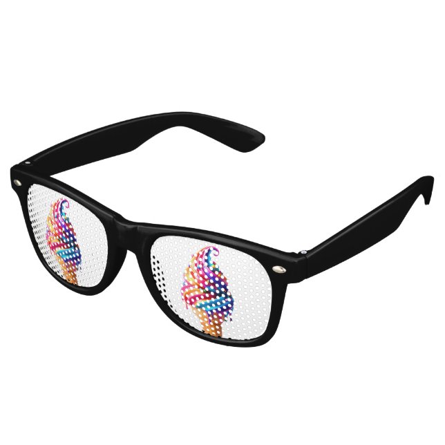 SlipperyJoe's vibrant ice cream cone food classic  Retro Sunglasses (Angled)