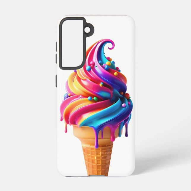 SlipperyJoe's vibrant ice cream cone food classic  Samsung Galaxy Case (Back)