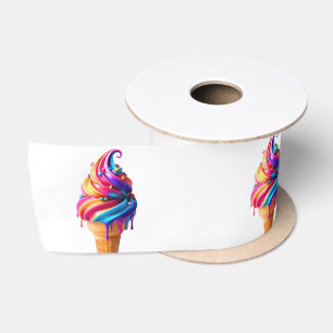 SlipperyJoe's vibrant ice cream cone food classic  Satin Ribbon
