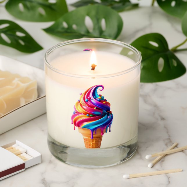 SlipperyJoe's vibrant ice cream cone food classic  Scented Candle (Lit)