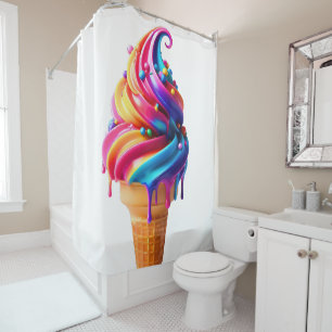 SlipperyJoe's vibrant ice cream cone food classic Shower Curtain