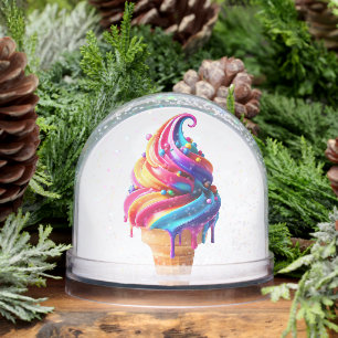 SlipperyJoe's vibrant ice cream cone food classic  Snow Globe